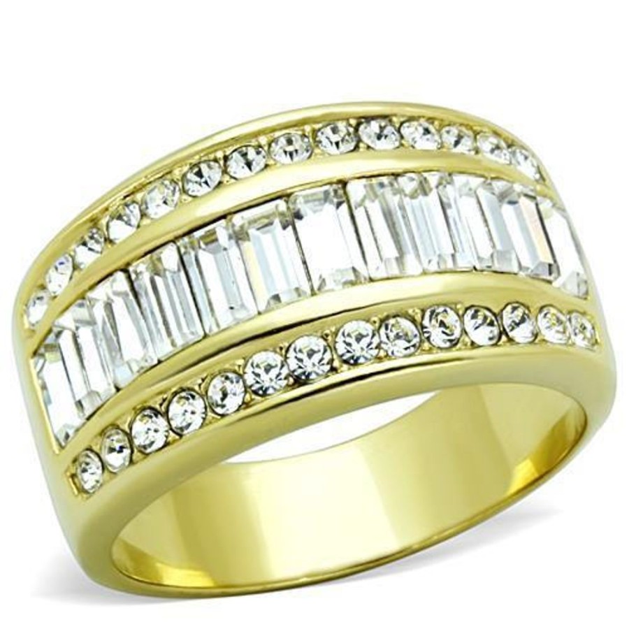 Jewellery Trestina | Danika - Gold Plated Stainless Steel Crystal Ring