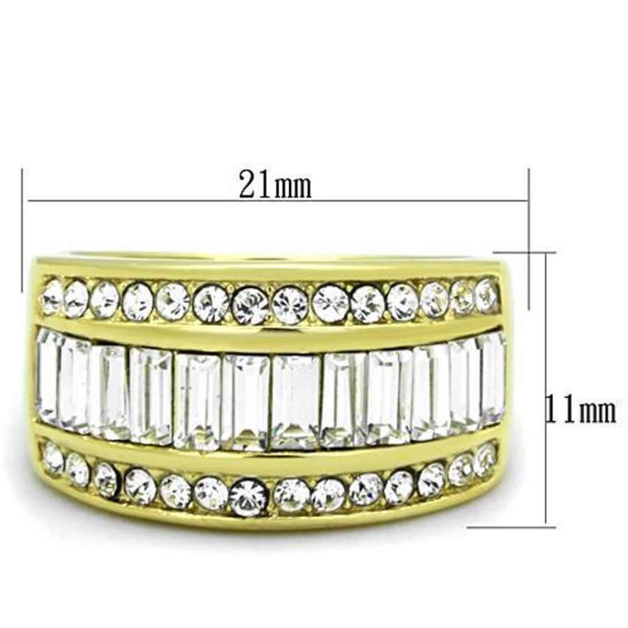 Jewellery Trestina | Danika - Gold Plated Stainless Steel Crystal Ring