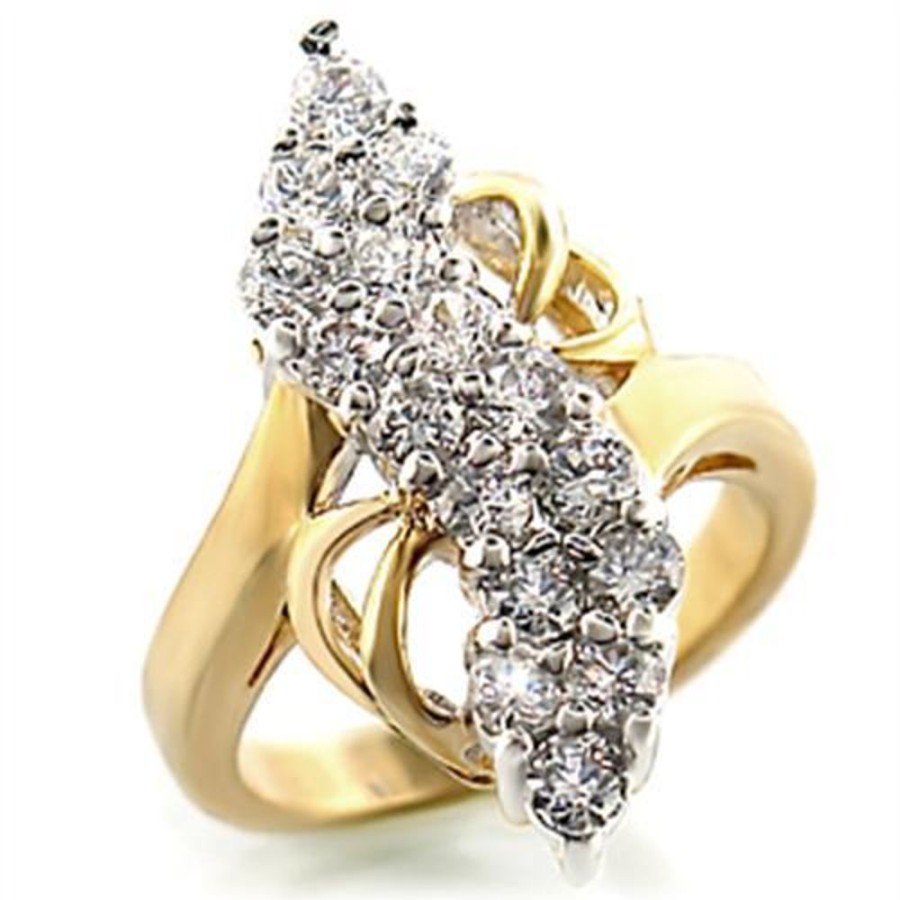 Jewellery Trestina | Danica - Gold & Rhodium Plated Brass Ring With Clear Cubic Zirconia