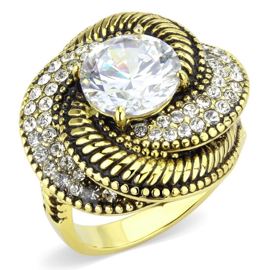 Jewellery Trestina | Doris - Gold Plated Stainless Steel Cubic Zirconia Ring