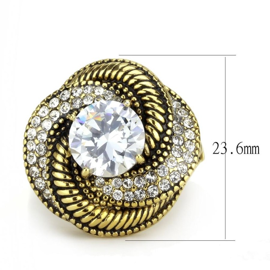 Jewellery Trestina | Doris - Gold Plated Stainless Steel Cubic Zirconia Ring