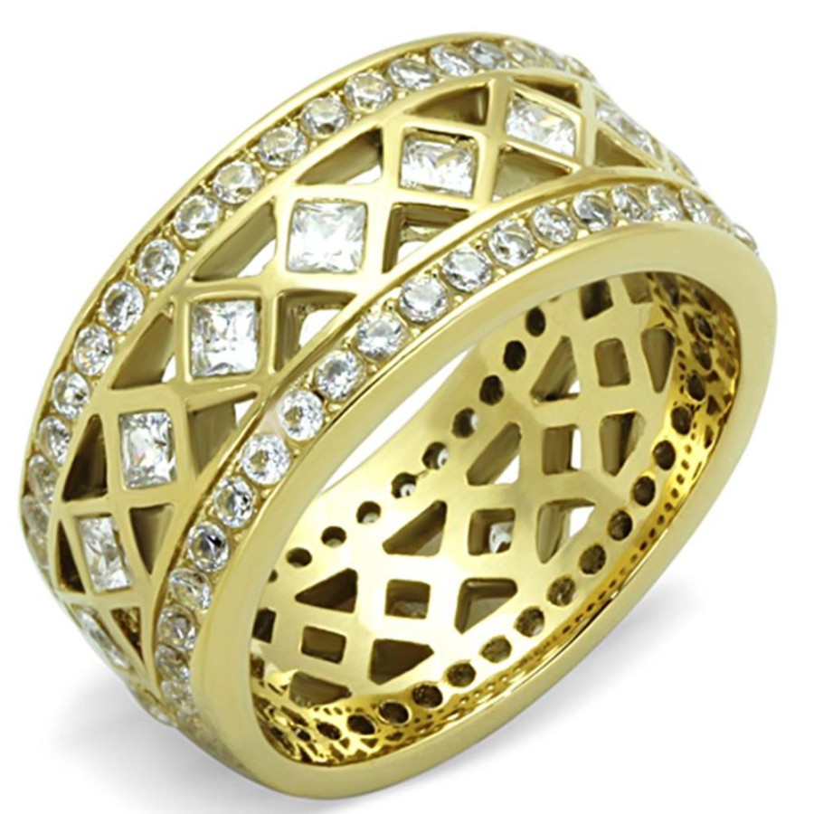 Jewellery Trestina | Divine - Gold Plated Stainless Steel Cubic Zirconia Ring