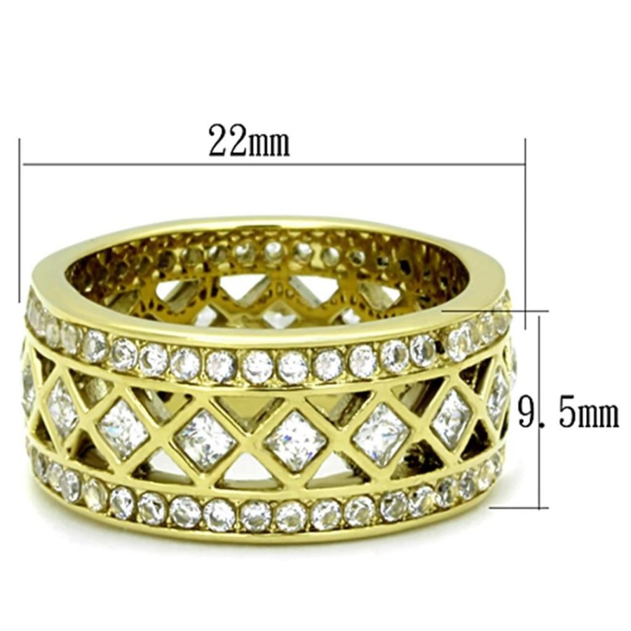 Jewellery Trestina | Divine - Gold Plated Stainless Steel Cubic Zirconia Ring