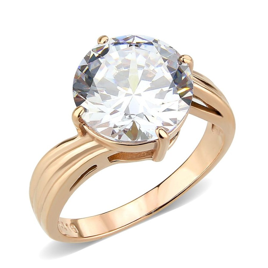 Jewellery Trestina | Deja - Rose Gold Plated Stainless Steel Cubic Zirconia Ring