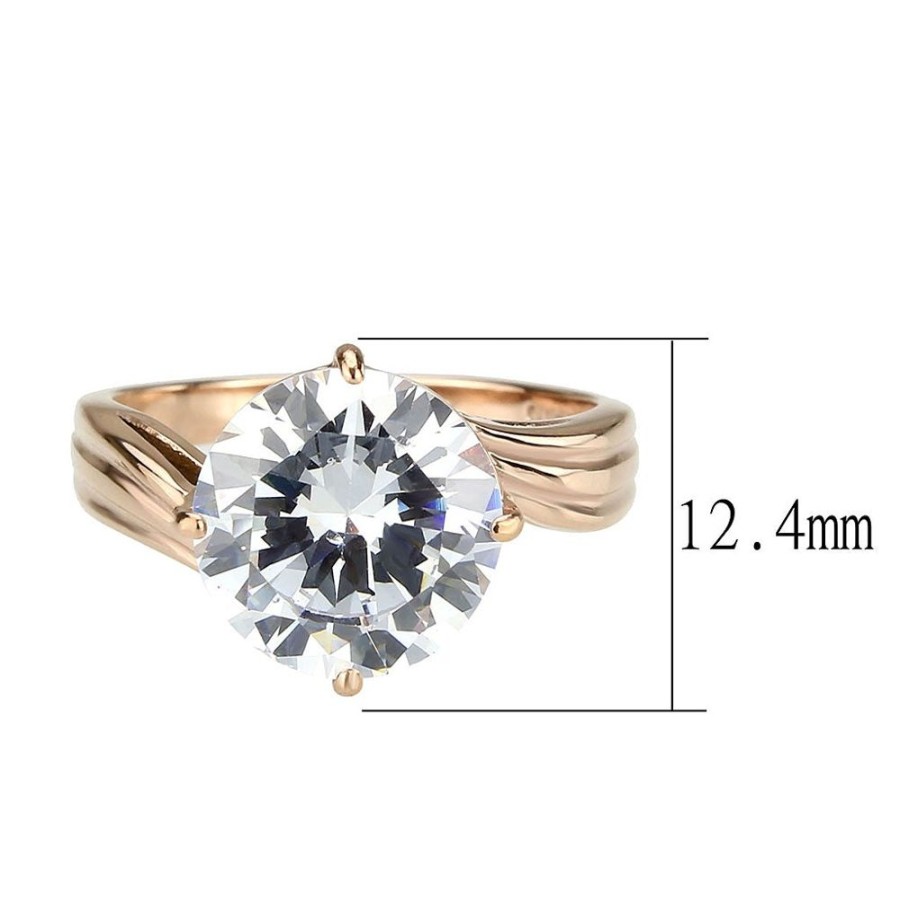 Jewellery Trestina | Deja - Rose Gold Plated Stainless Steel Cubic Zirconia Ring