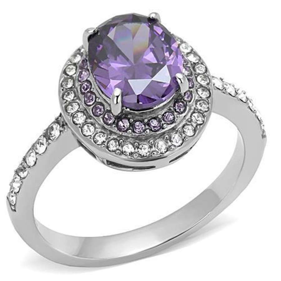 Jewellery Trestina | Dawn - Stainless Steel Cubic Zirconia Ring In Amethyst