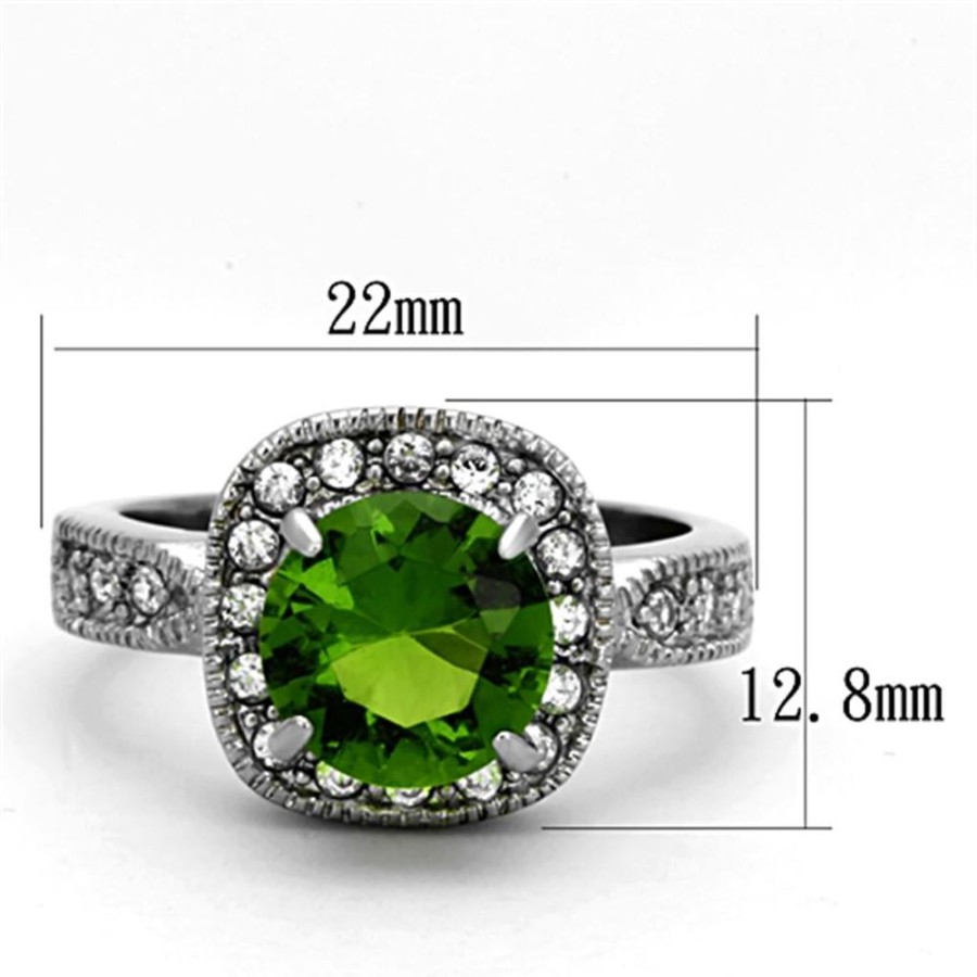 Jewellery Trestina | Dana -Stainless Steel Crystal Peridot Ring