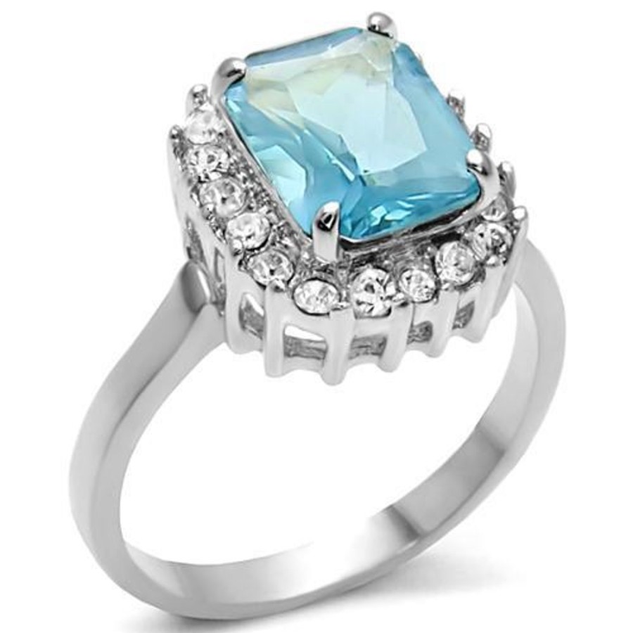 Jewellery Trestina | Duna - Stainless Steel Ring With Synthetic Glass In Sea Blue