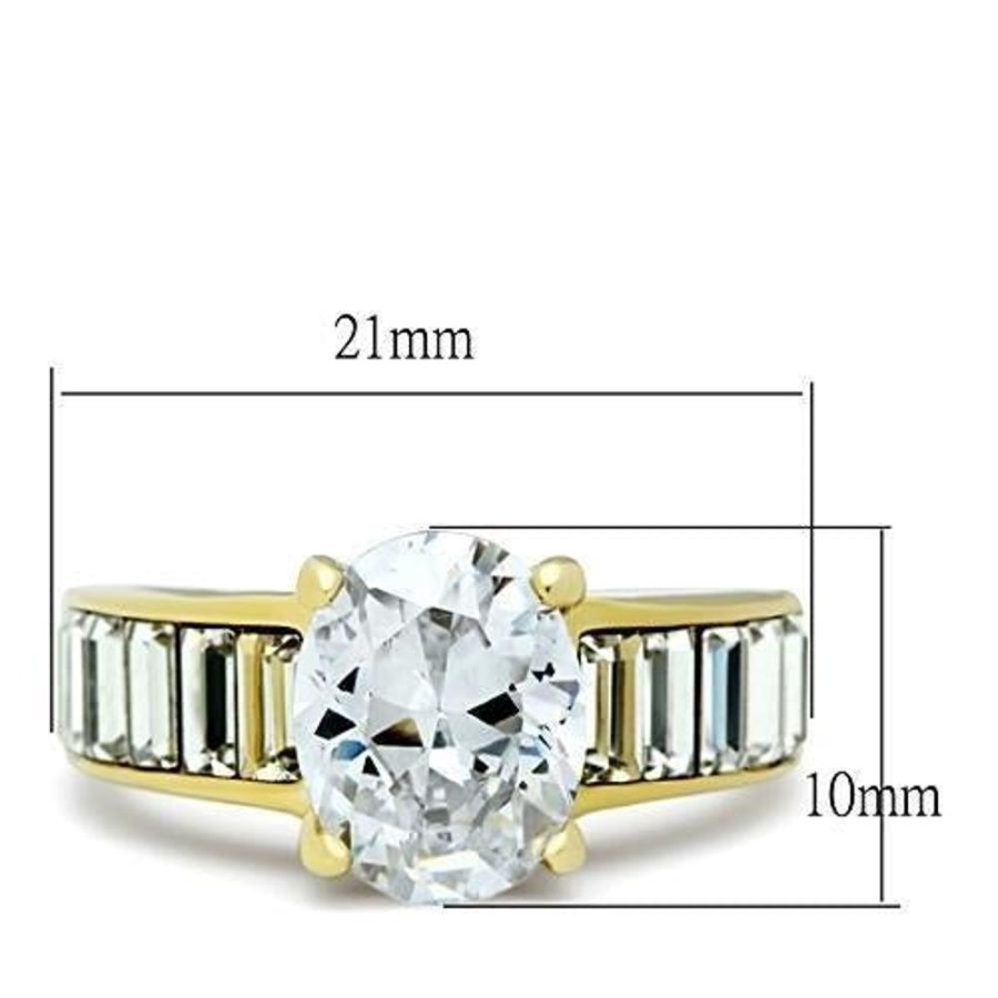 Jewellery Trestina | Delta - Gold Plated Stainless Steel Cubic Zirconia Ring