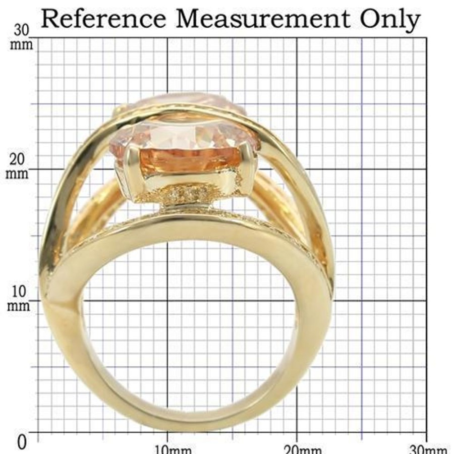 Jewellery Trestina | Diana - Gold Plated Cubic Zirconia Ring In Champagne