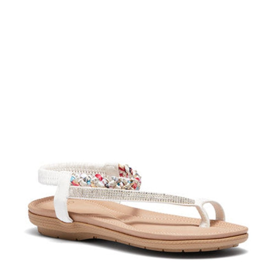 Novo Shoes Novo Strappy Sandals | Novo Women'S El Camino Strappy Flat White