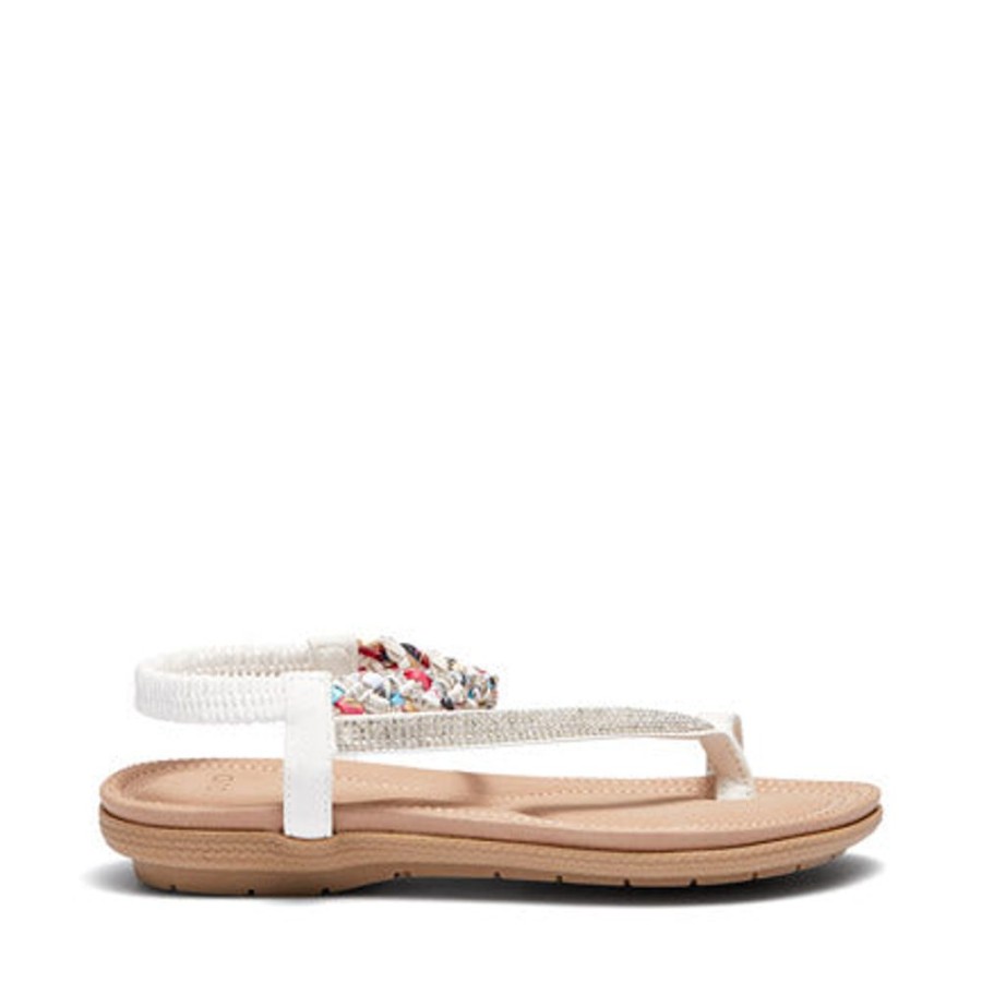 Novo Shoes Novo Strappy Sandals | Novo Women'S El Camino Strappy Flat White