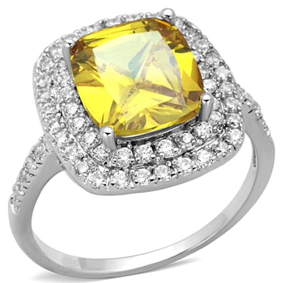 Jewellery Trestina | Dougal - Rhodium Brass Ring With Cubic Zirconia In Topaz