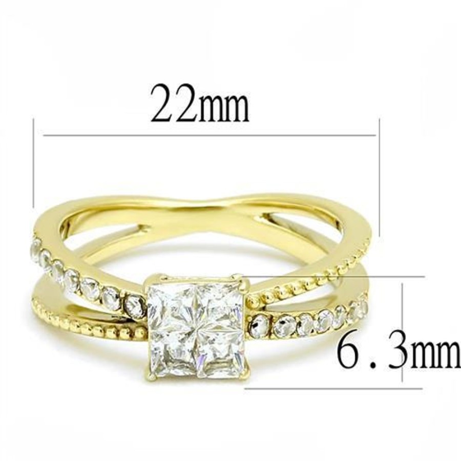 Jewellery Trestina | Donnie - Gold Plated Stainless Steel Cubic Zirconia Ring