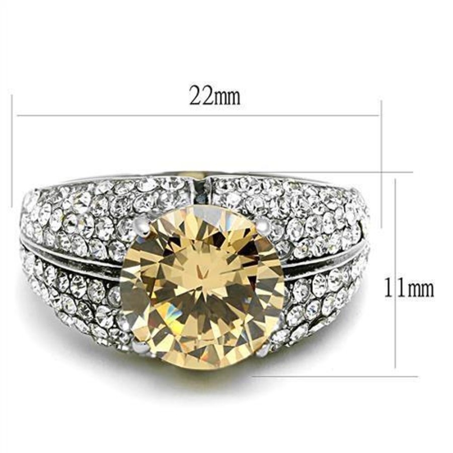 Jewellery Trestina | Dru - Stainless Steel Cubic Zirconia Ring In Champagne