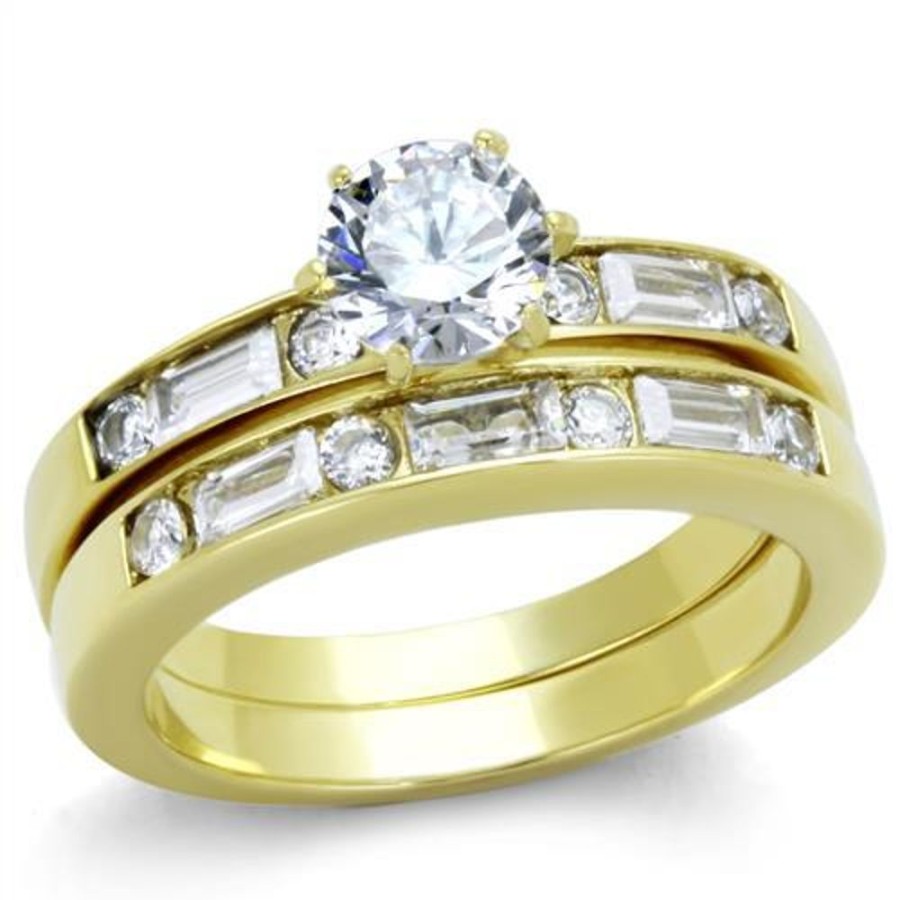 Jewellery Trestina | Dakoda - Gold Plated Stainless Steel Cubic Zirconia Ring