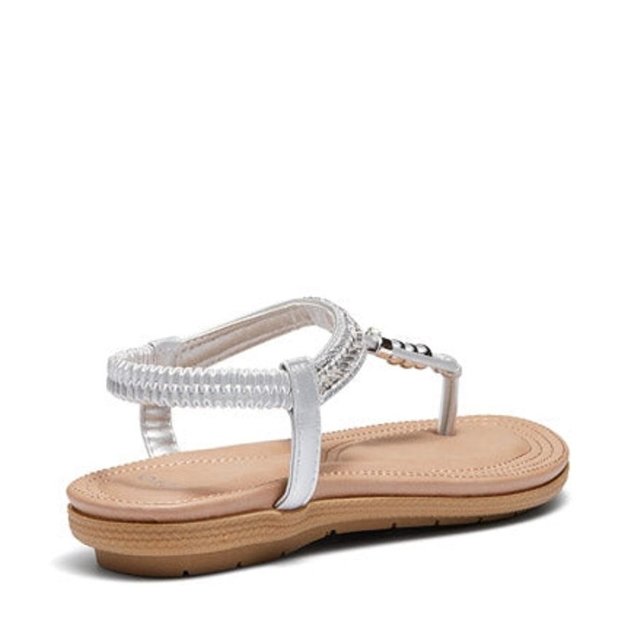 Novo Shoes Novo Strappy Sandals | Novo Women'S Strong Strappy - Flat Silver