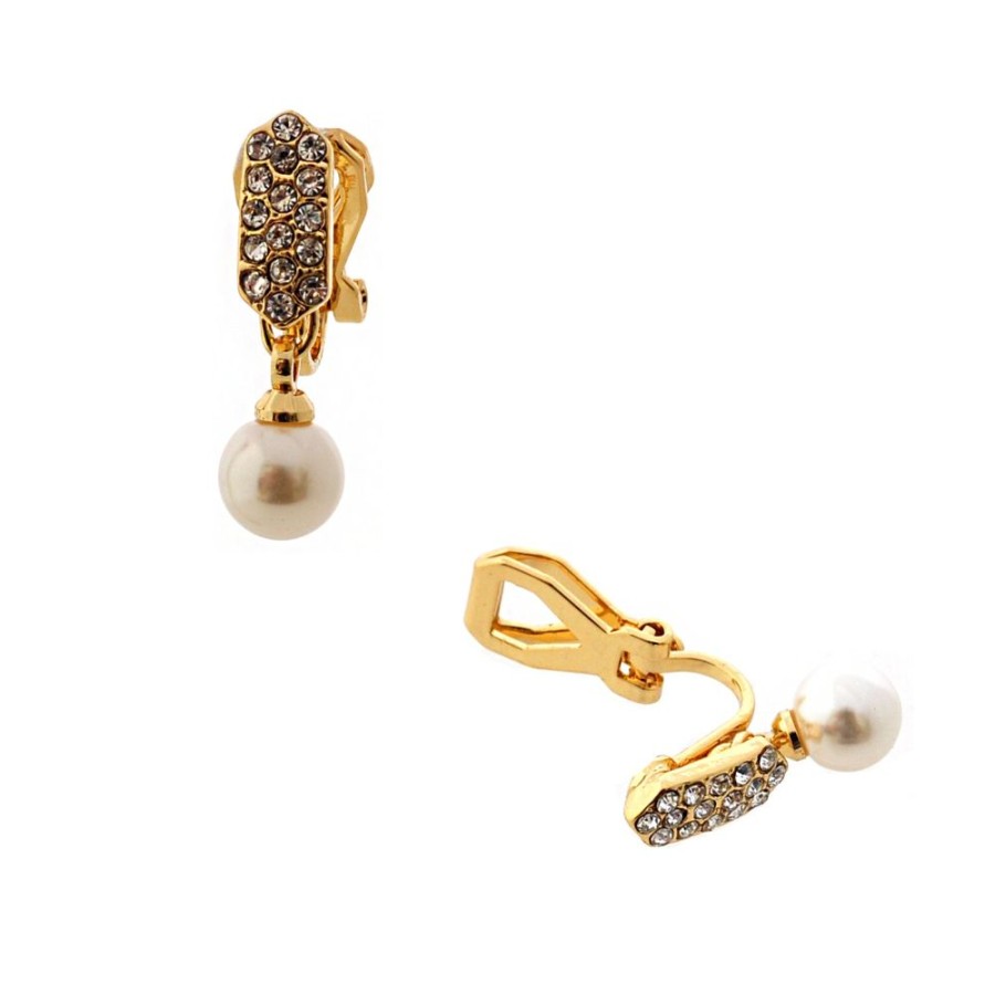 Jewellery Trestina Clip Ons | Aneta - Drop Earrings Gold