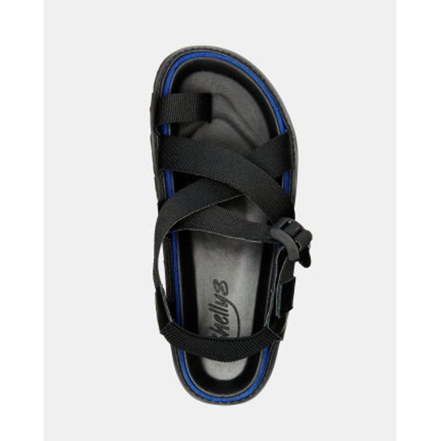 Novo Shoes Novo Strappy Sandals | Novo Women'S Quaid Strappy - Flat Black/Blue