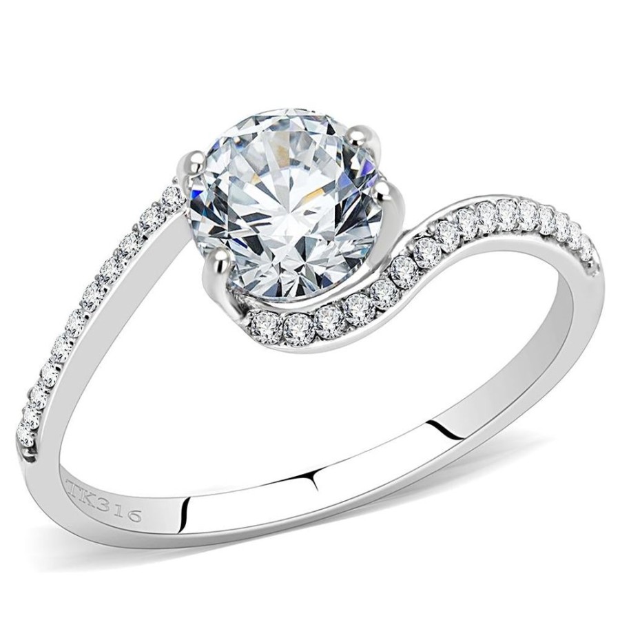 Jewellery Trestina | Devon - Stainless Steel Cubic Zirconia Ring