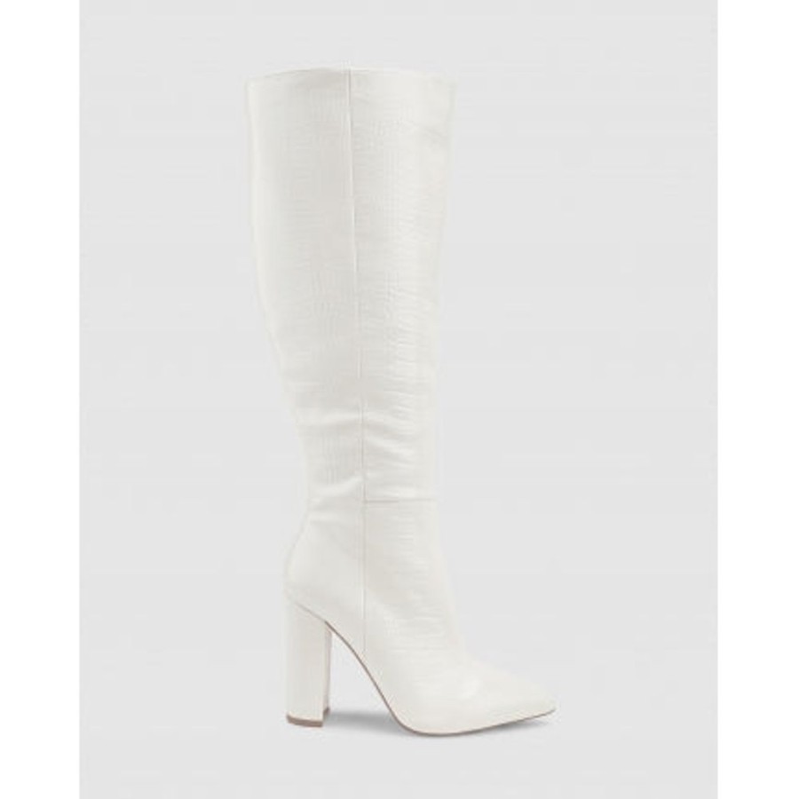 Novo Shoes Novo Knee High Boots | Novo Women'S Odetteboots Cream Croc