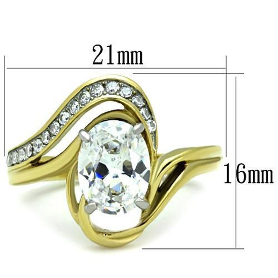 Jewellery Trestina | Daelyn - Two-Tone Gold Plated Stainless Steel Cubic Zirconia Ring